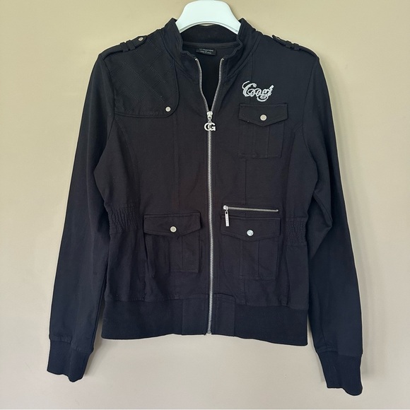 COOGI Other - Coogi Black Sparkle Bomber Jacket Girls XL Spell Out Bling Embellished Military